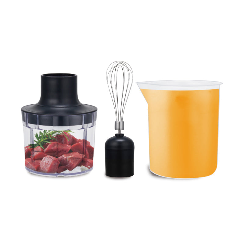 Blender de Mână Electric HALEY 4-in-1, 1200W, Oțel Inoxidabil, 2 Viteze + Accesorii – Tocător, Tel, Pahar, Multifuncțional pentru Bucătărie
